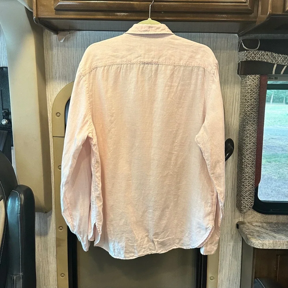 Murano Baird McNutt Irish Linen Shirt Mens Large Pink Long Sleeve Button Down